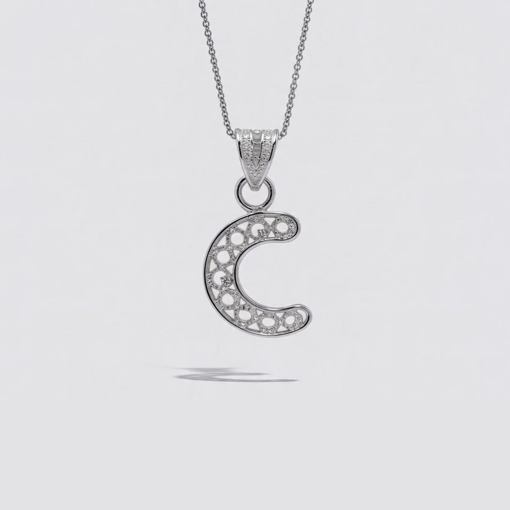 Sterling Silver C Initial Pendant Necklace handcrafted in Malta