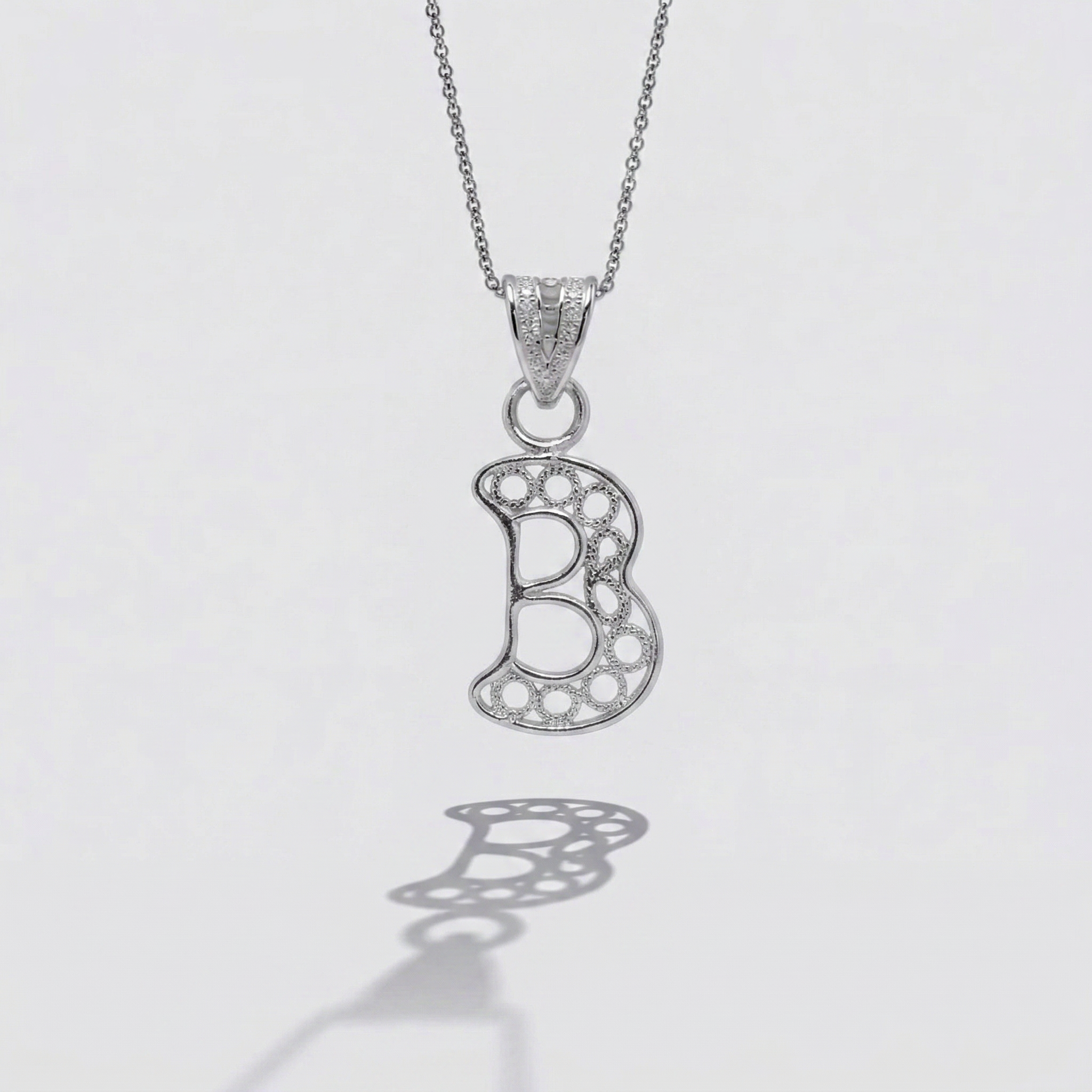 Sterling Silver B Initial Pendant Necklace handcrafted in Malta