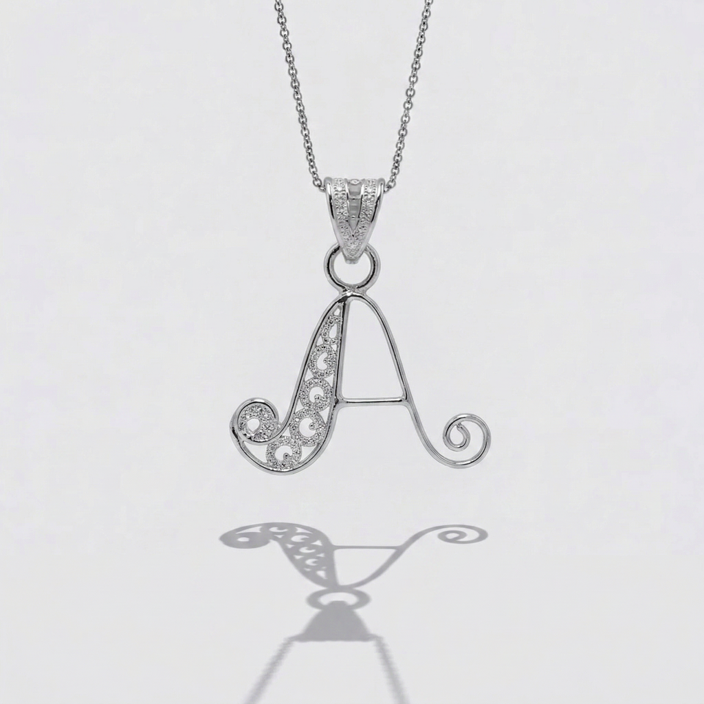 Sterling Silver A Initial Pendant Necklace handcrafted in Malta
