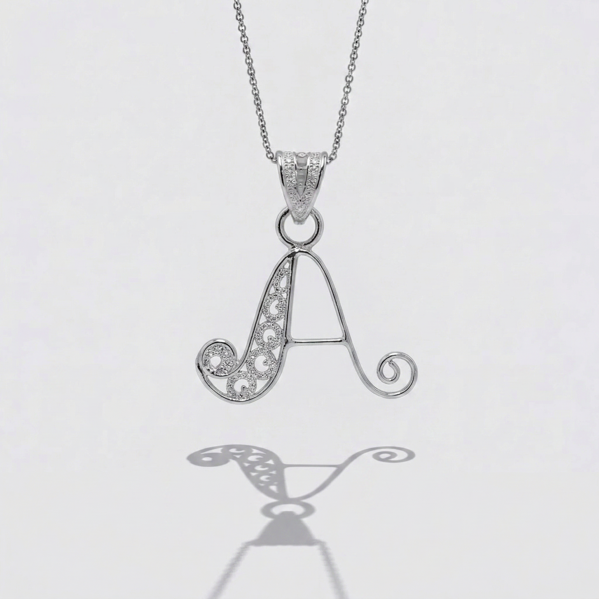 Sterling Silver A Initial Pendant Necklace handcrafted in Malta