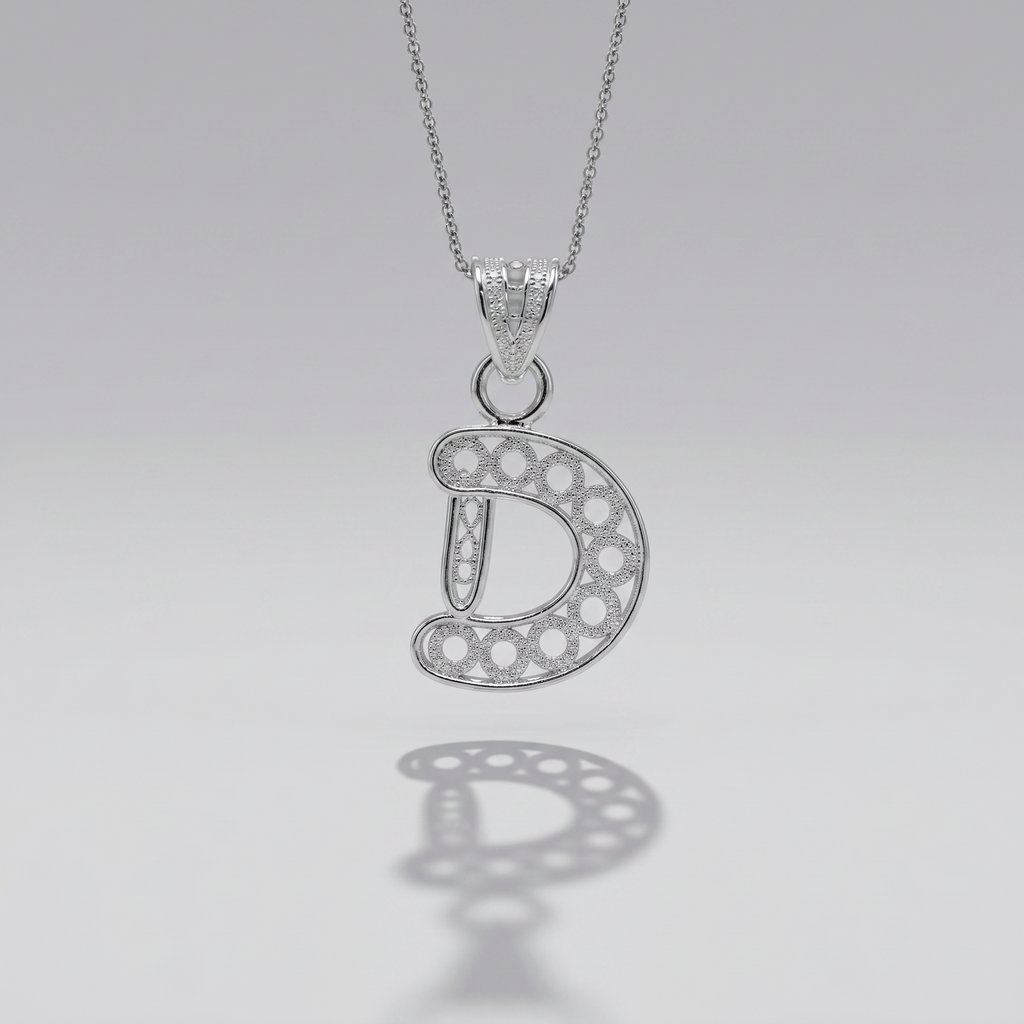 Sterling Silver D Initial Pendant Necklace handcrafted in Malta