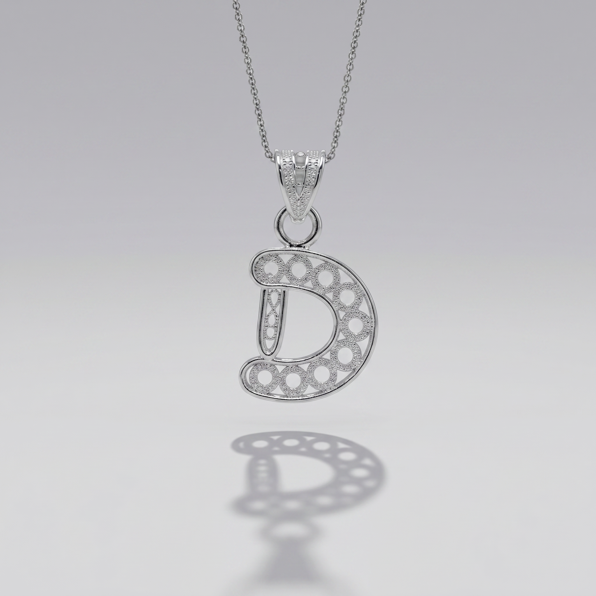 Sterling Silver D Initial Pendant Necklace handcrafted in Malta