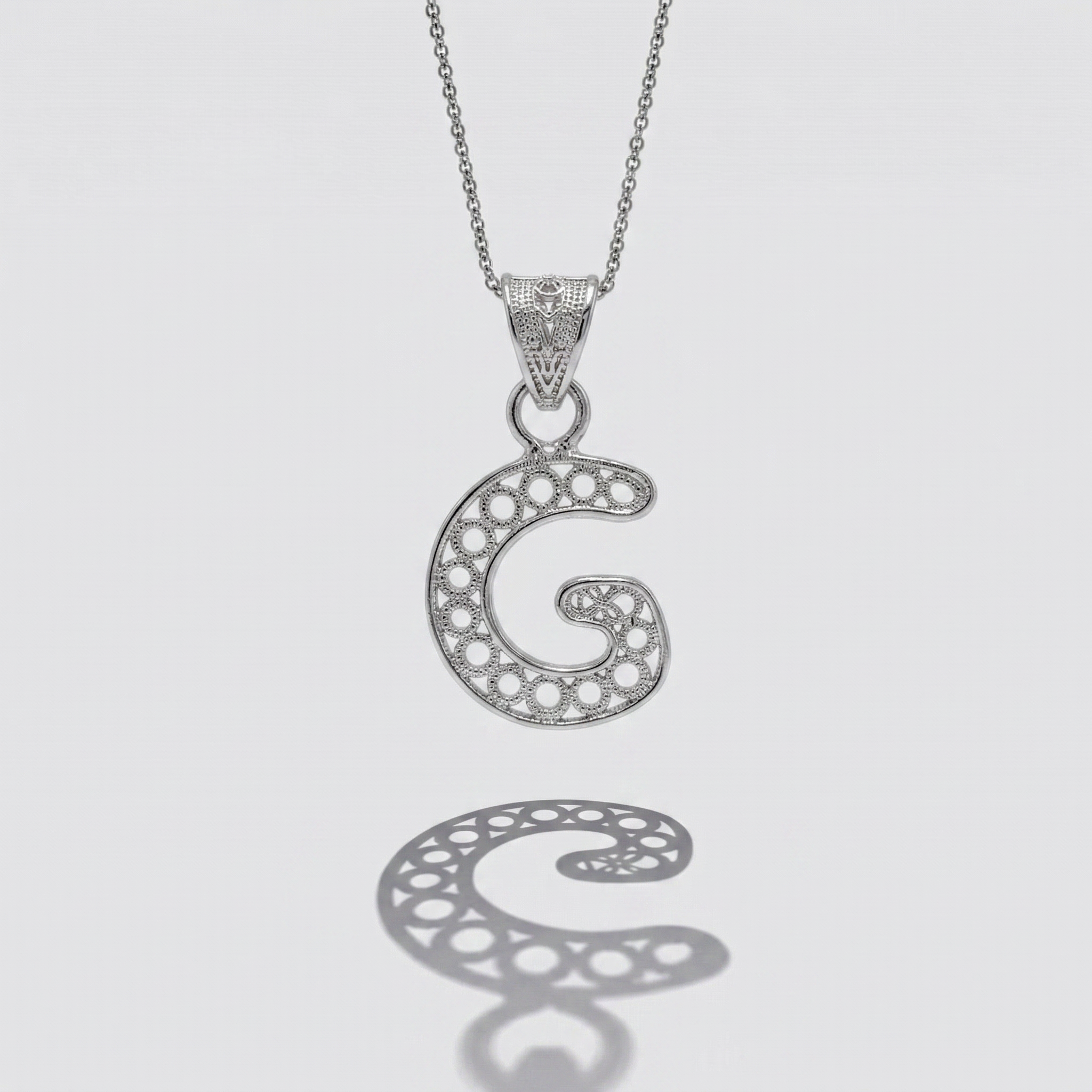Sterling Silver G Initial Pendant Necklace handcrafted in Malta Main image