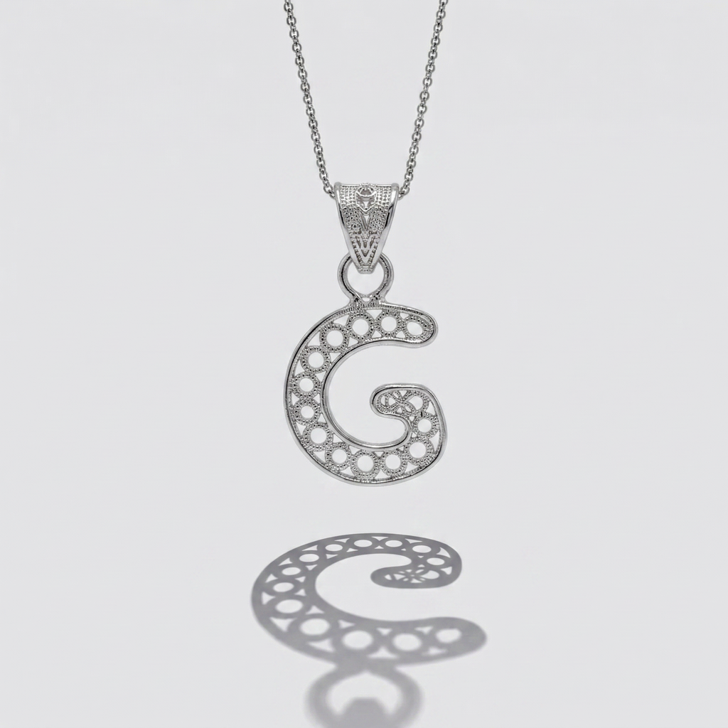 Sterling Silver G Initial Pendant Necklace handcrafted in Malta