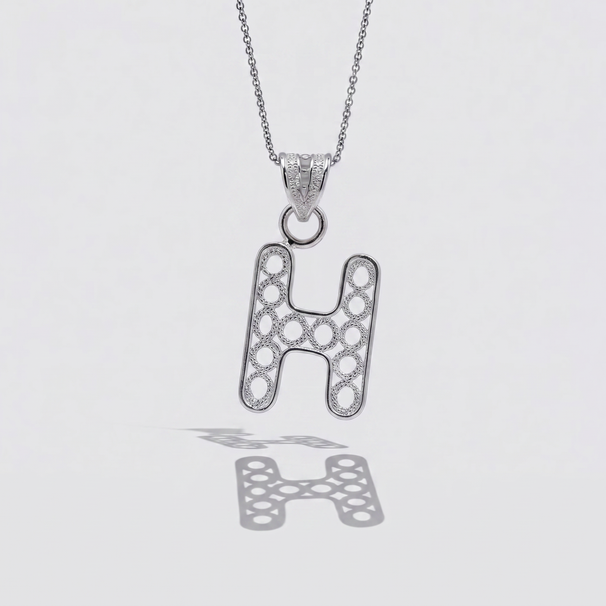 Sterling Silver H Initial Pendant Necklace handcrafted in Malta