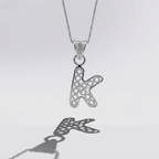 Sterling Silver K Initial Pendant Necklace handcrafted in Malta