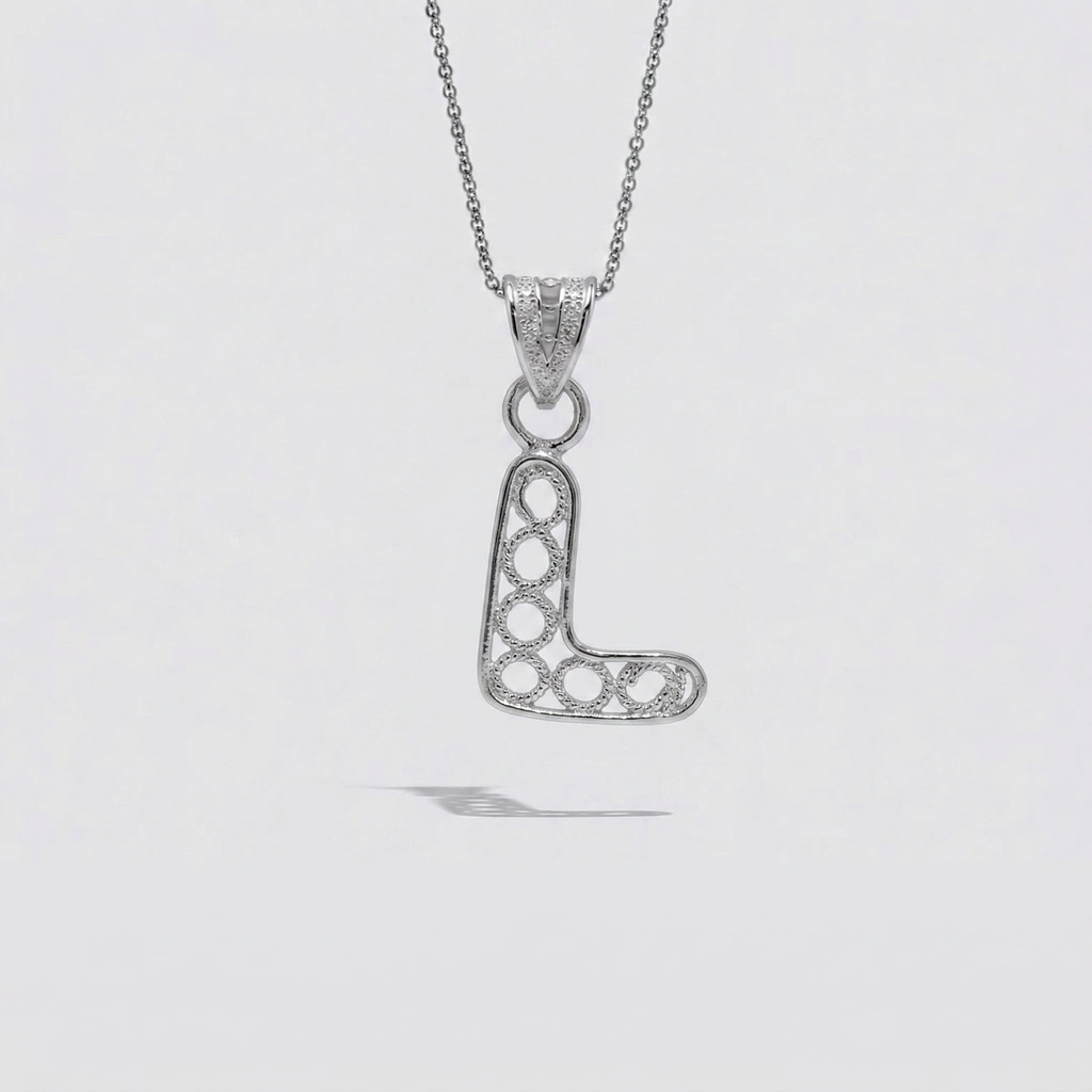 Sterling Silver L Initial Pendant Necklace handcrafted in Malta