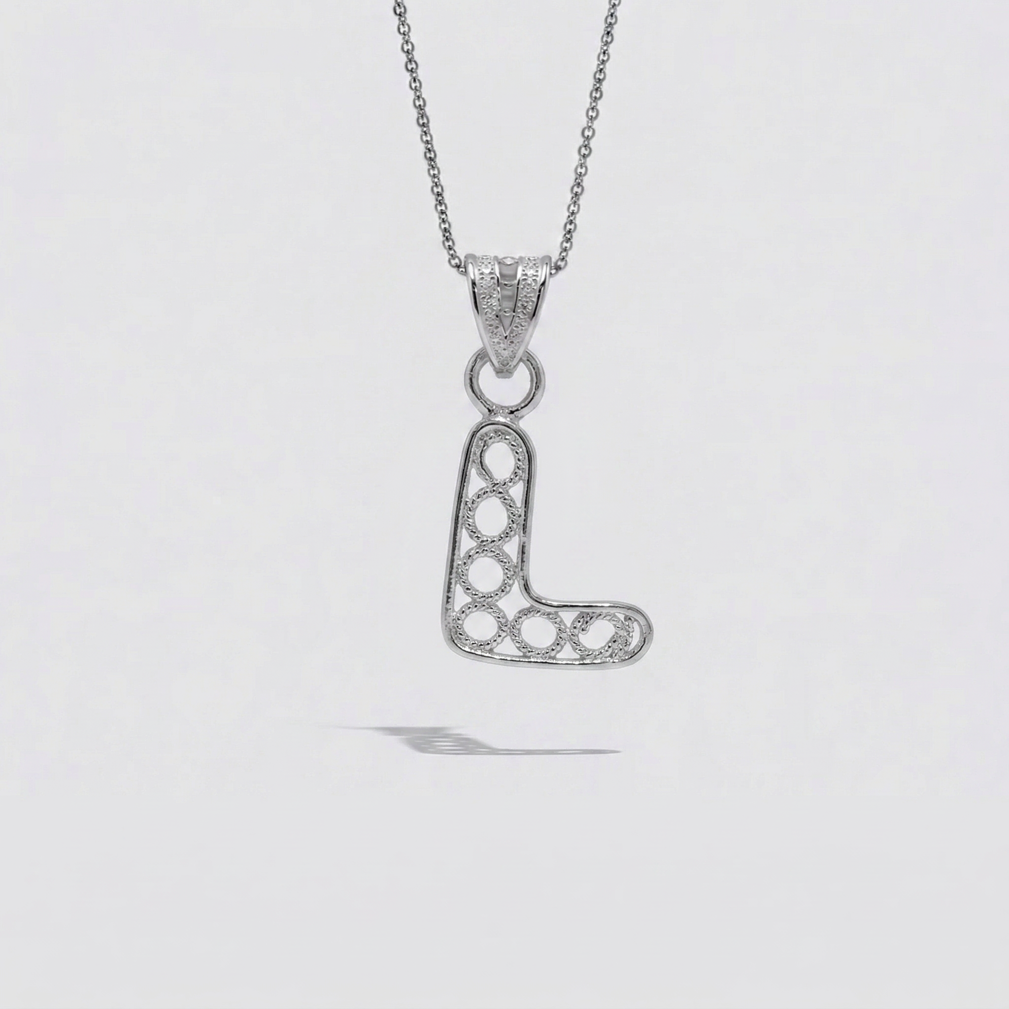 Sterling Silver L Initial Pendant Necklace handcrafted in Malta