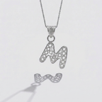 Sterling Silver M Initial Pendant Necklace handcrafted in Malta