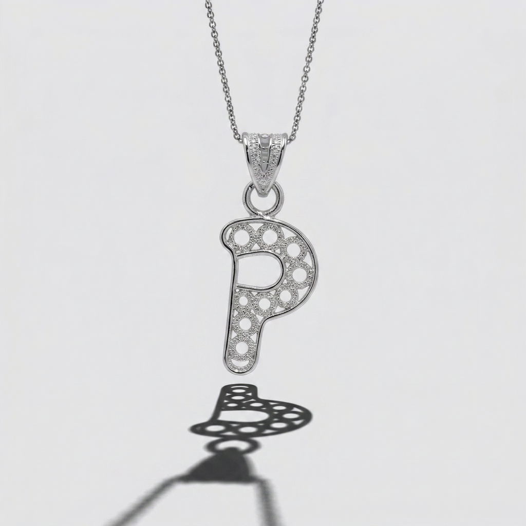 Sterling Silver P Initial Pendant Necklace handcrafted in Malta