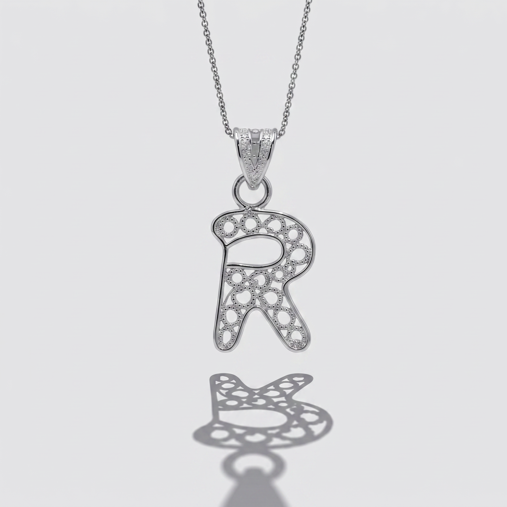 Sterling Silver R Initial Pendant Necklace handcrafted in Malta