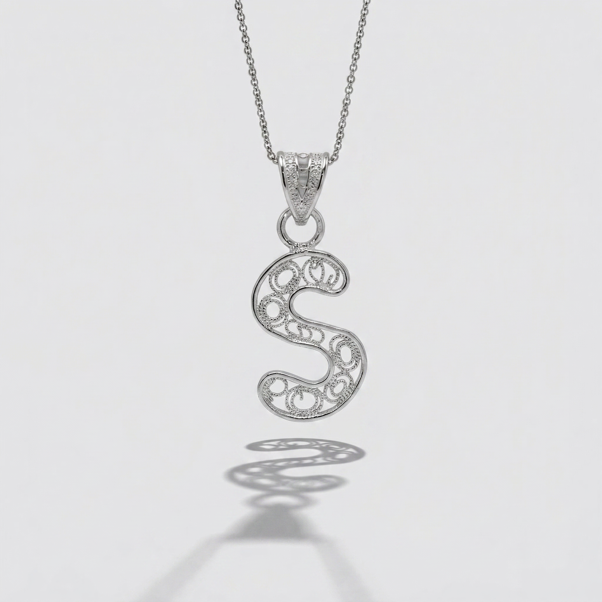 Sterling Silver S Initial Pendant Necklace handcrafted in Malta