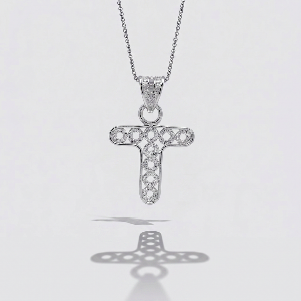 Sterling Silver T Initial Pendant Necklace handcrafted in Malta