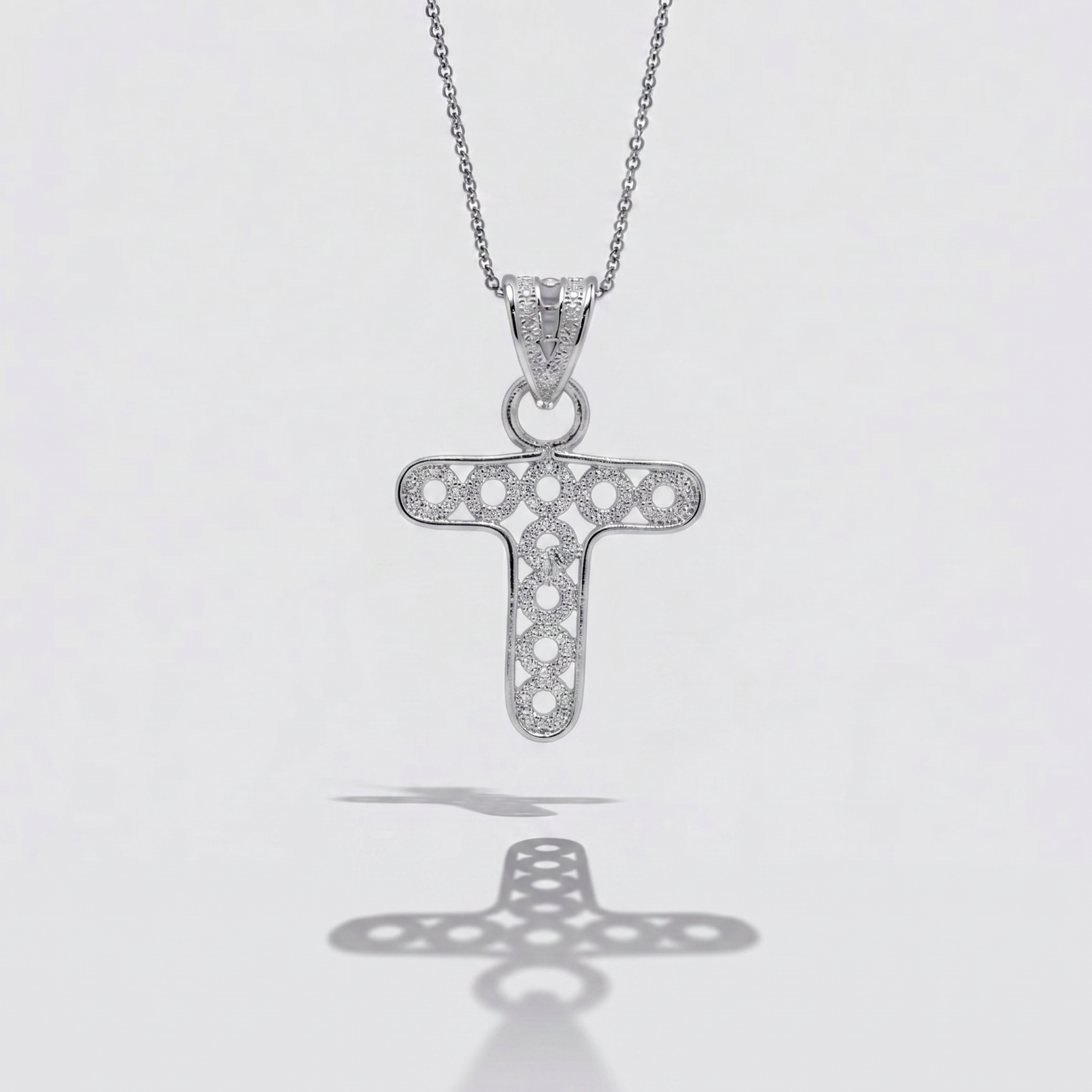 Sterling Silver T Initial Pendant Necklace handcrafted in Malta