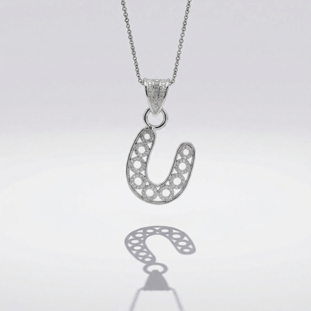 Sterling Silver U Initial Pendant Necklace handcrafted in Malta
