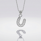 Sterling Silver U Initial Pendant Necklace handcrafted in Malta