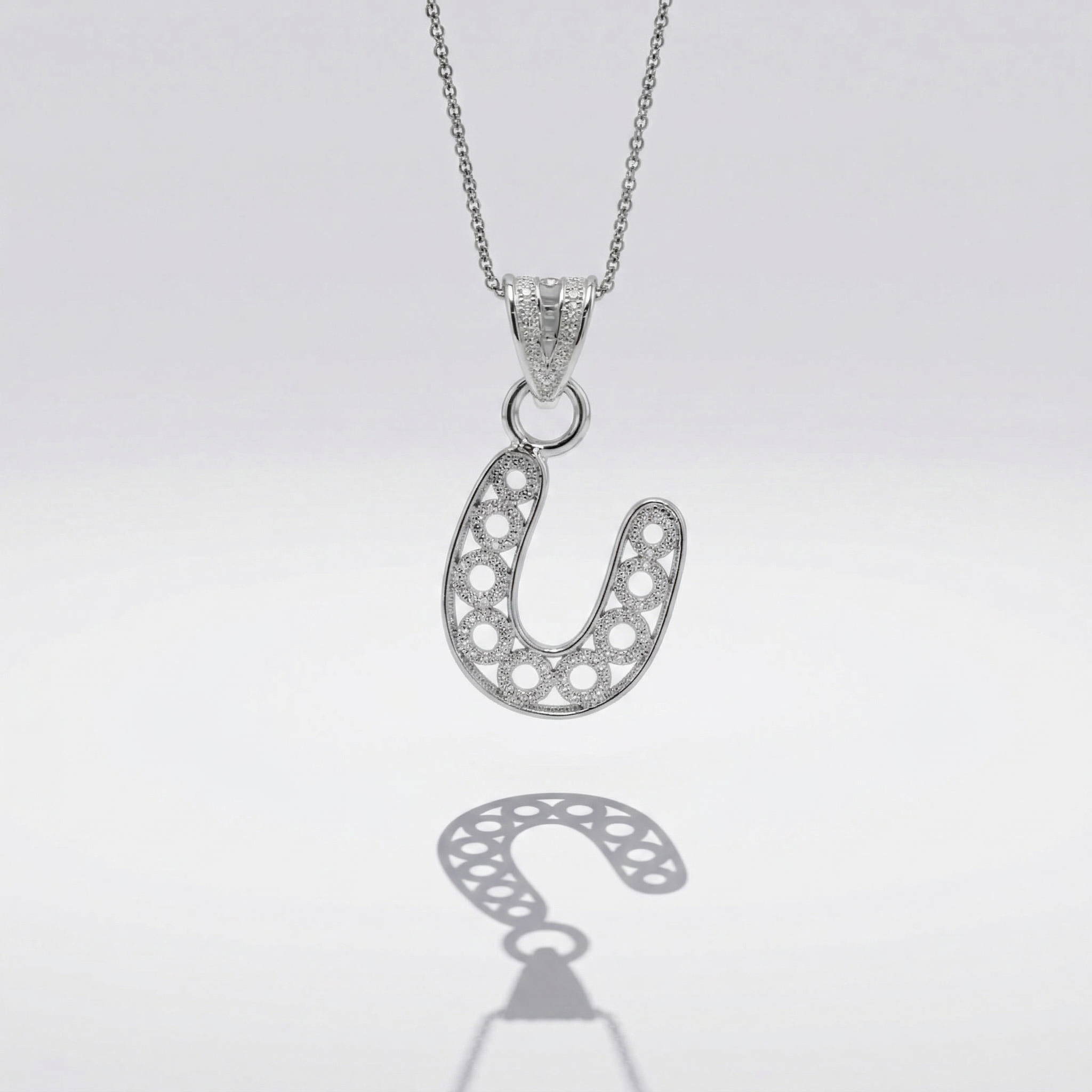 Sterling Silver U Initial Pendant Necklace handcrafted in Malta