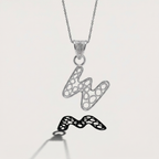 Sterling Silver W Initial Pendant Necklace handcrafted in Malta
