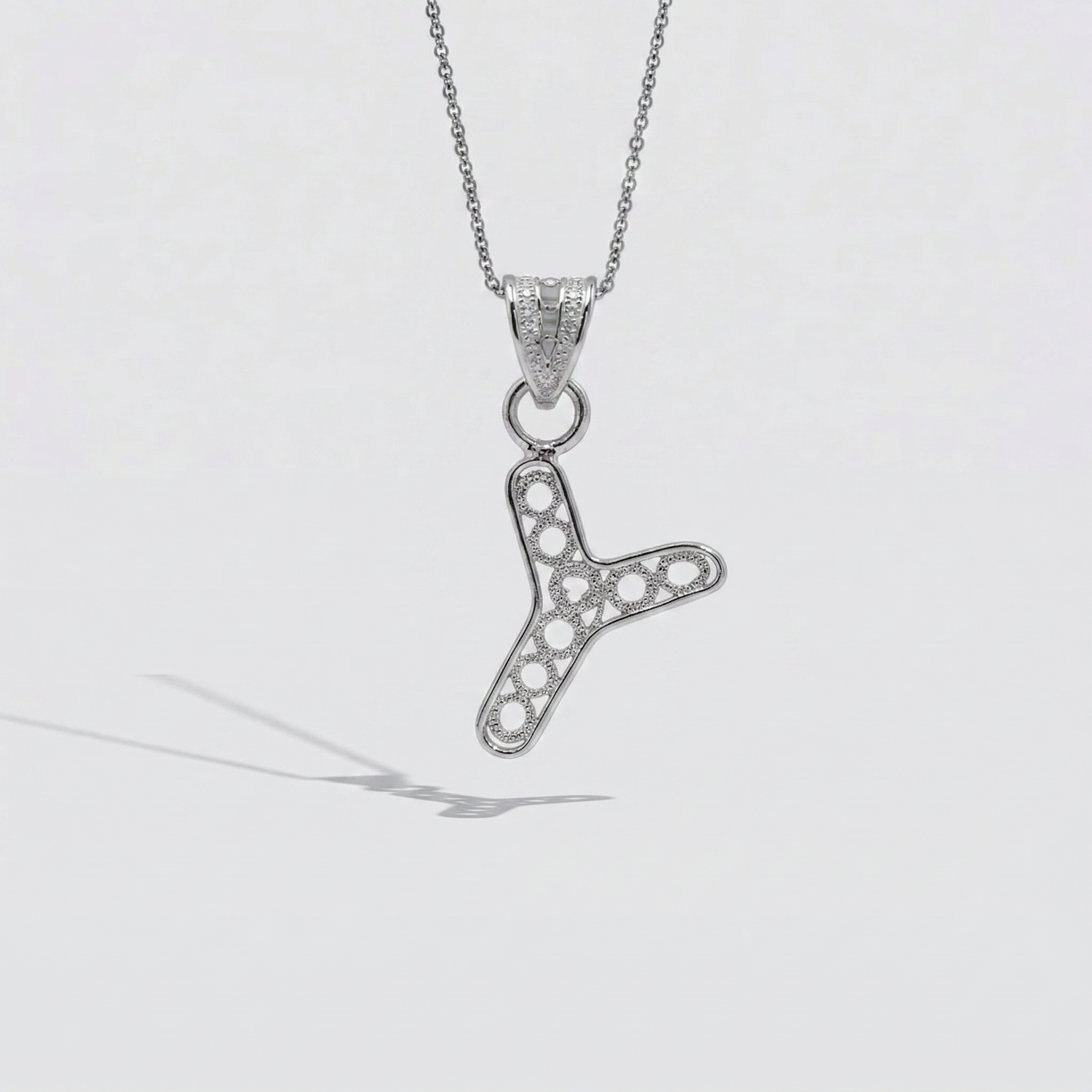 Sterling Silver Y Initial Pendant Necklace handcrafted in Malta Main image