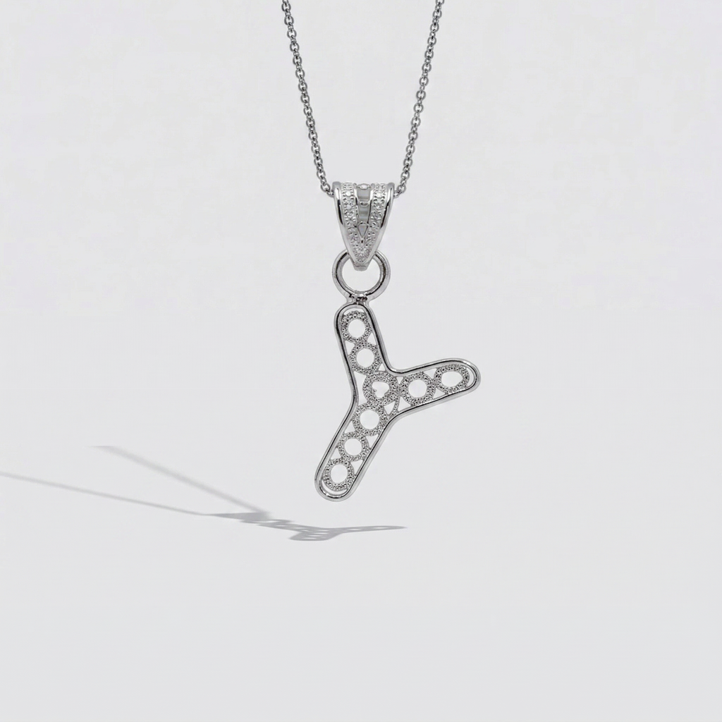 Sterling Silver Y Initial Pendant Necklace handcrafted in Malta
