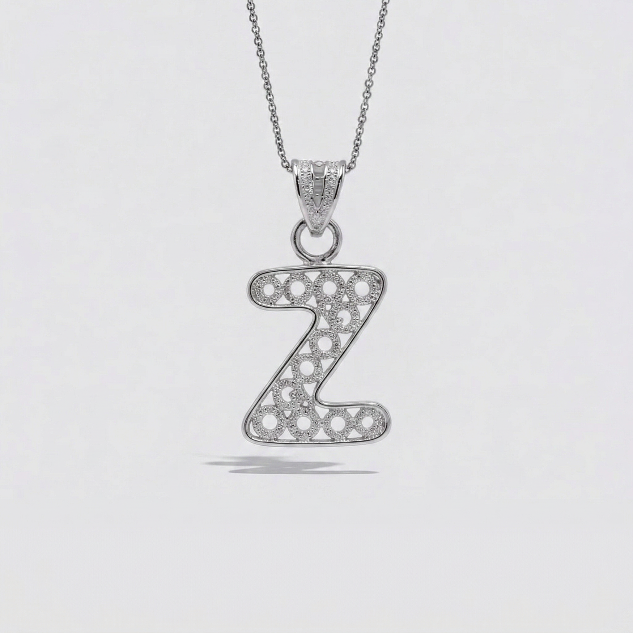 Sterling Silver Z Initial Pendant Necklace handcrafted in Malta Main image