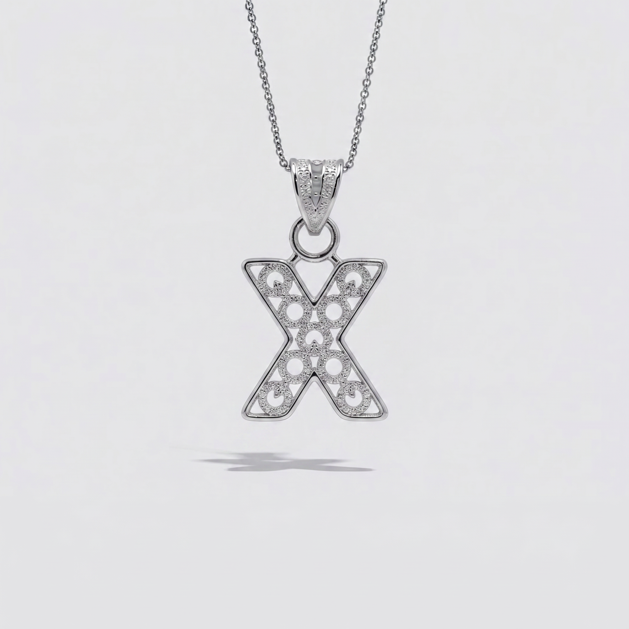 Sterling Silver X Initial Pendant Necklace handcrafted in Malta